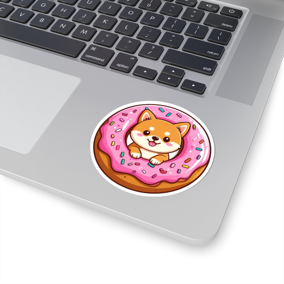 Cute Shiba Inu Donut Sticker 3— Cute Kiss-Cut Vinyl Decal
