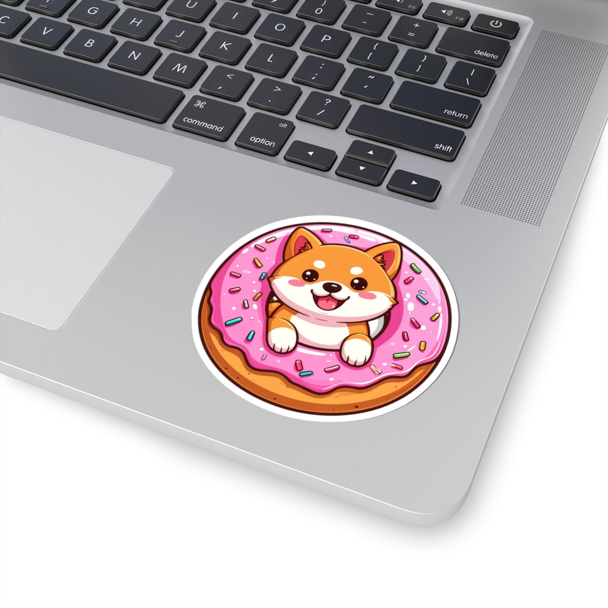 Cute Shiba Inu Donut Sticker 1 — Kawaii Dog Kiss-Cut Decal