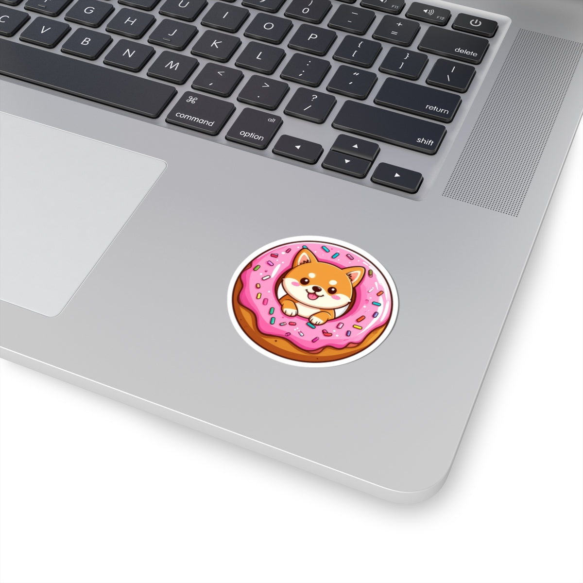 Cute Shiba Inu Donut Sticker 3— Cute Kiss-Cut Vinyl Decal