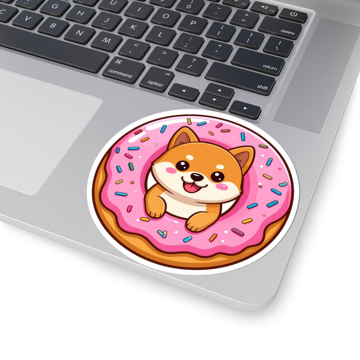 Shib Inu Doughnut Sticker 2 — Cute Kiss-Cut Vinyl Decal