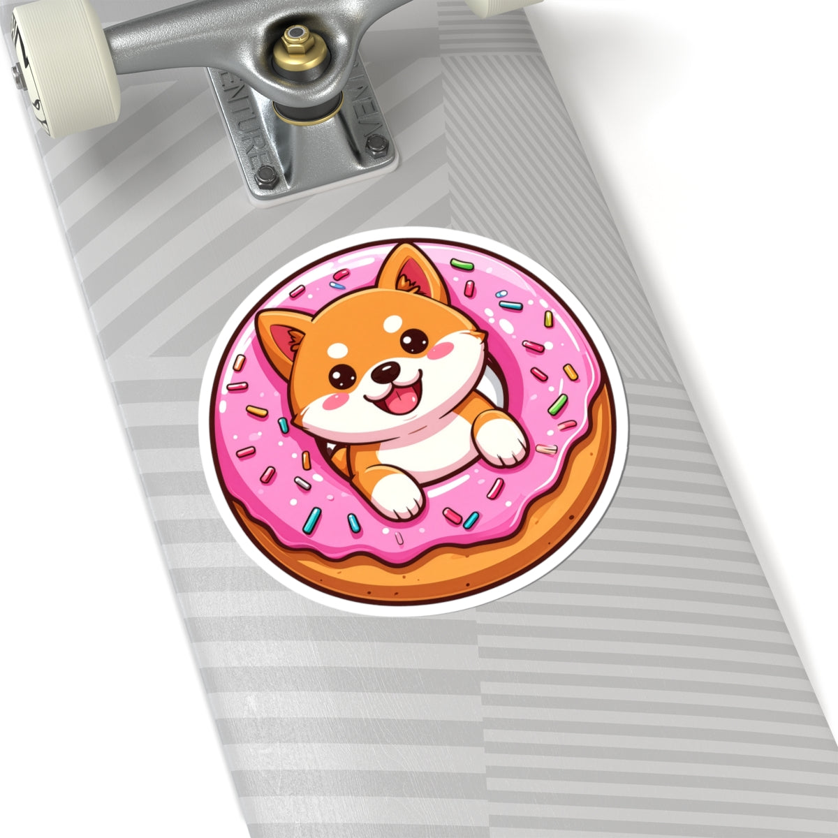 Cute Shiba Inu Donut Sticker 1 — Kawaii Dog Kiss-Cut Decal